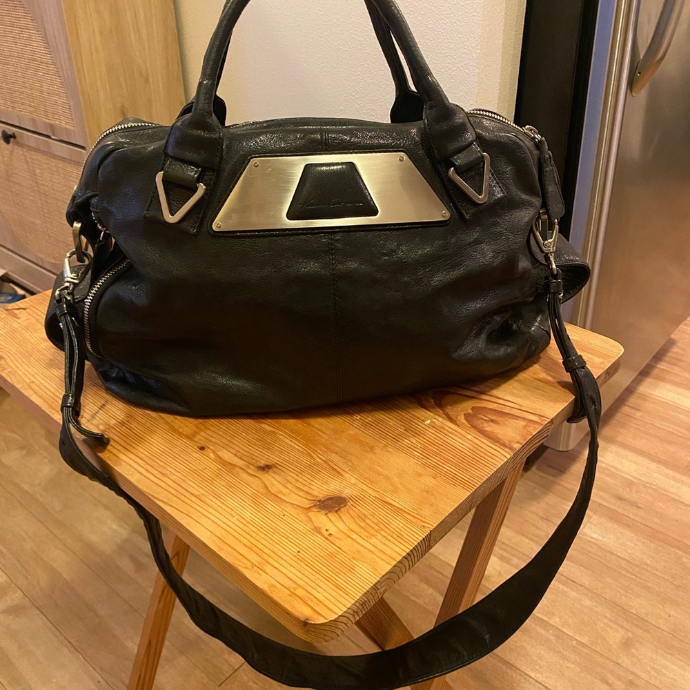 Kenneth Cole New York Black Satchel with Silver Accents